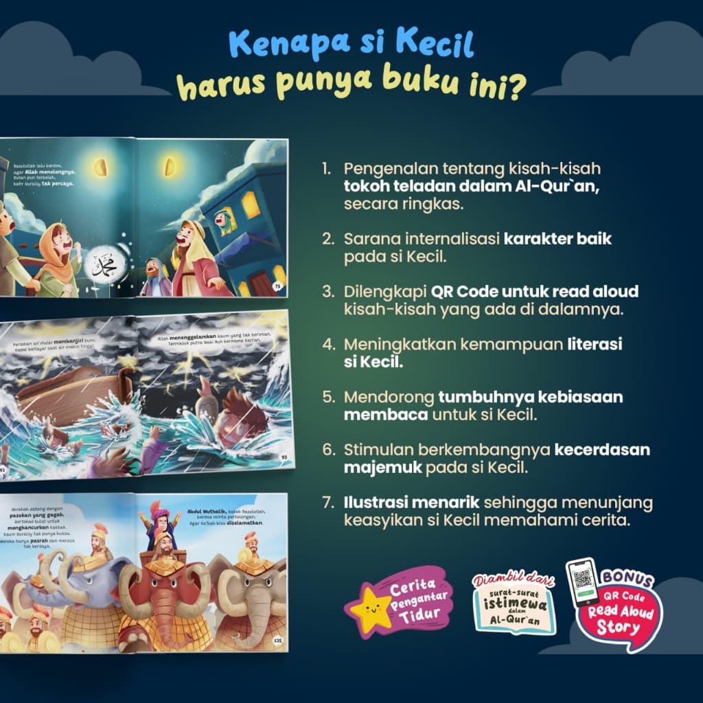 Ziyadbooks - Cerita Pengantar Tidur - Kisah-Kisah Terbaik dari Al-Qur'an - Hardcover (Usia 3+) - foto 1