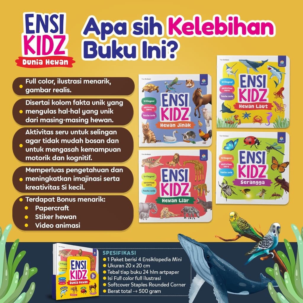 Ziyadbooks - Ensi Kidz Dunia Hewan - Ensiklopedia Anak (Paket Isi 4 Buku)