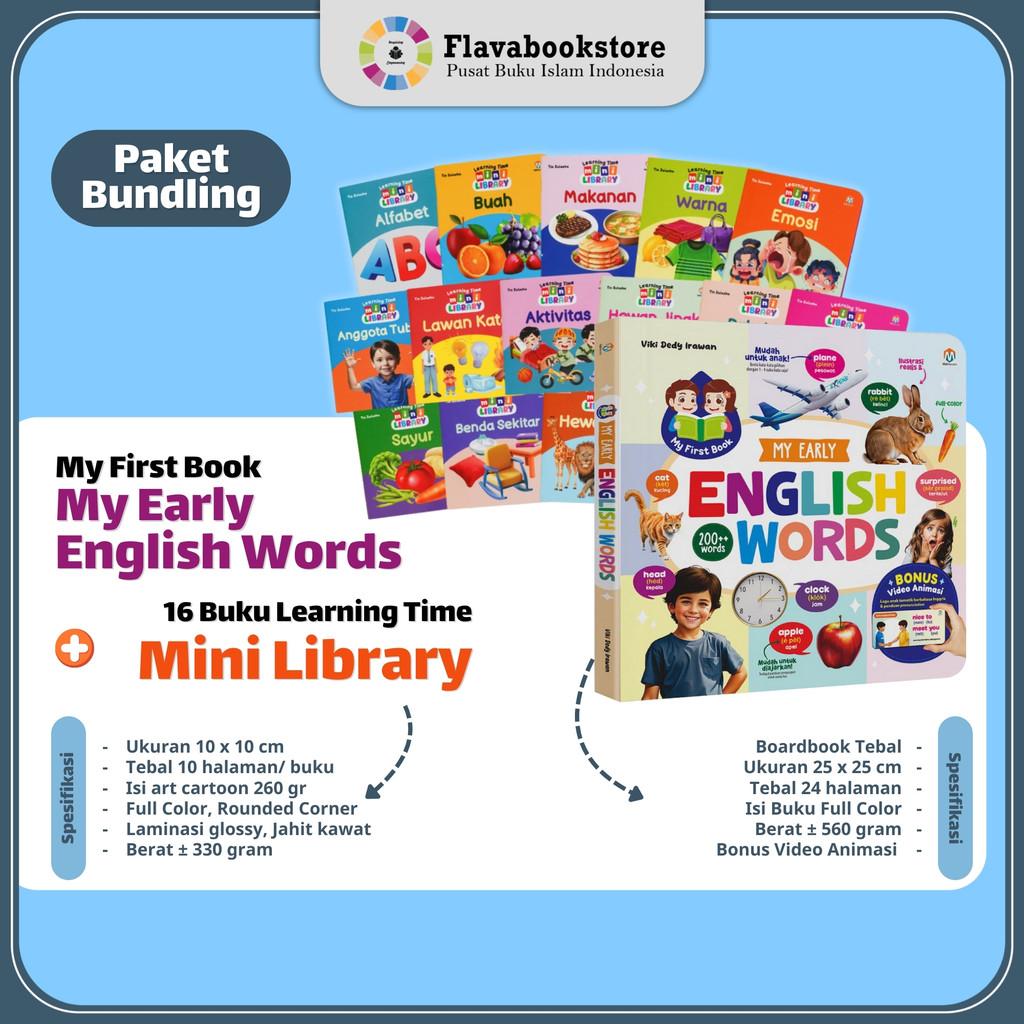 Paket Hemat: Learning Time Mini Library (16 Buku) & My Early English Words (Boardbook Tebal) - Buku Anak Mengenal Kosa Kata - Ziyadbooks
