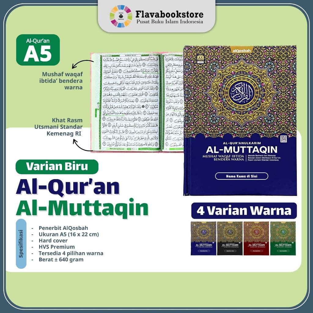 A5 Al Quran Al Muttaqin Hardcover Custom Nama - Al Qur'an Rasm Usmani Indonesia